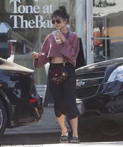 Vanessa Hudgens Flashes Her Toned Tummy As She Picks Up An Iced Coffee In La Daily Mail Online
