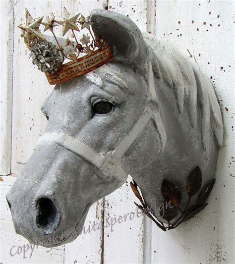 Large Horse Head Wall Mount Faux Taxidermy Gray And White Etsy In