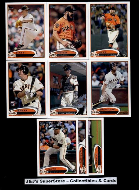 2012 Topps San Francisco Giants Team Set Series 1 9 Cards