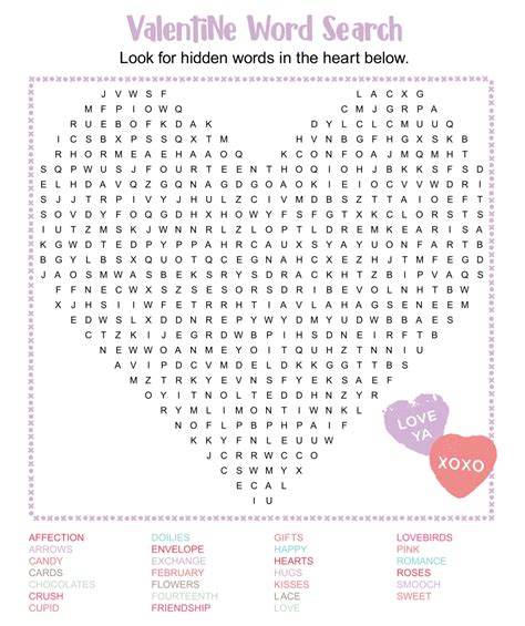 Word Search Printable Puzzle Printable Valentine Card