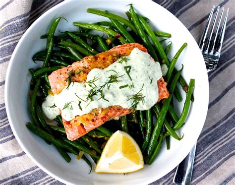 Baked Lemon Salmon With Creamy Dill Sauce The Defined Dish Fodmap My