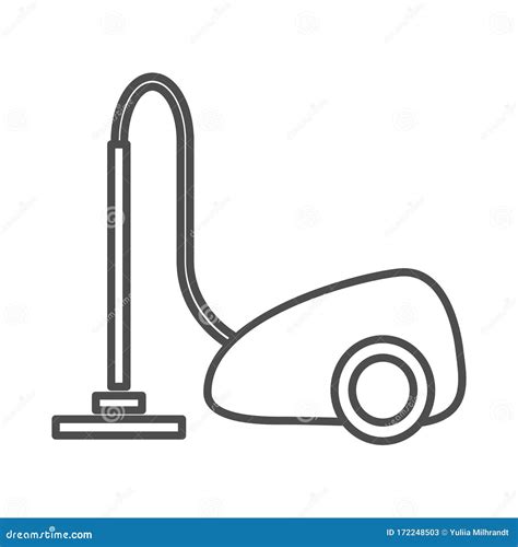 Vacuum Cleaner Icon Home Appliance Vector Contour Black And White