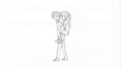 The coloring sheets feature pictures of the precious moments collectible ceramic figurines marketed by the american catalog order company. How to Draw a Boy Carrying a Girl on His Back in Anime ...