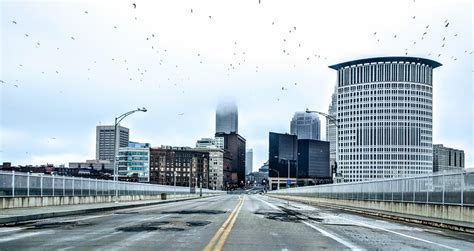 Foggy day Downtown today [OC] : r/Cleveland