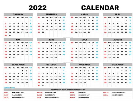 Free Printable Yearly Calendar 2022 Printable Yearly Calendar Free