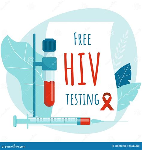 Free Hiv Testing Aids Poster Design Hiv Test Tube And Syringe Stock