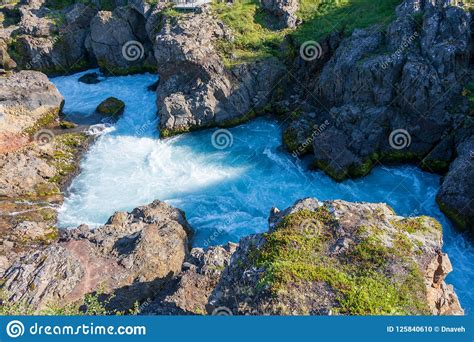 Barnafoss Waterfalls In Iceland Stock Photo Image Of Famous