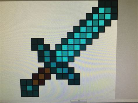 Pictures Of Minecraft Sword Pixel Art Grid Diamond Sword Pixel Art By
