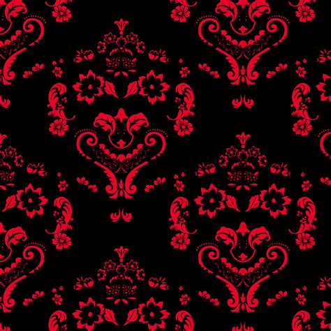 48 Red And Black Damask Wallpaper
