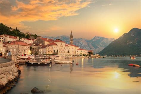 Bay Of Kotor At Sunset Stock Image Image Of Boka Adriatic 240181721