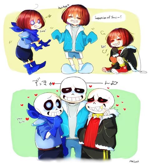 Sans X Frisk Dibujos Divertidos Dibujos Kawaii De Animales