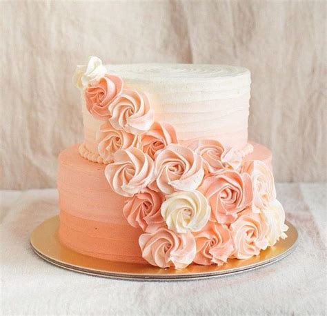 Peach Ombre Rosette Cake Just A Pic Tiered Cakes Birthday Tiered