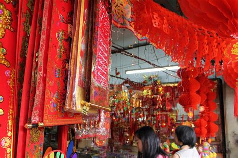 Chinese New Year Decoration Shop at Petaling Street Malaysia Editorial