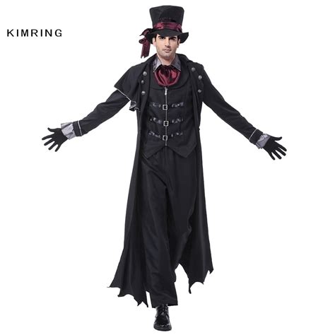 Kimring Deluxe Men Gothic Vampire Costume Adult Man Vampire Cosplay