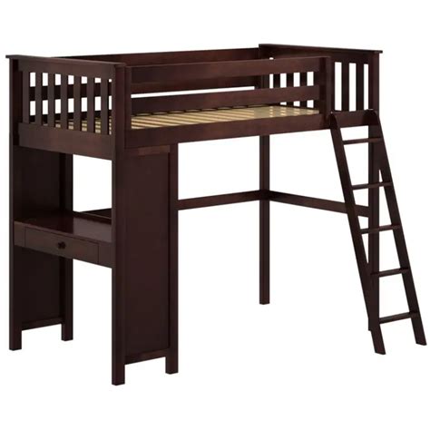 Plankbeam Twin All In One Loft Bed And Desk Espresso Vigshome