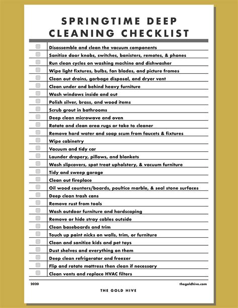 Springtime Deep Cleaning Checklist The Gold Hive