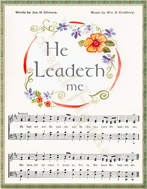 He Leadeth Me Hymn Art Cards The Lord Is My Shepherd Sheet