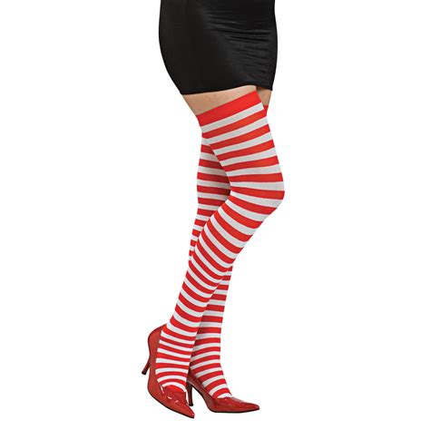 Womens Red And White Striped Thigh Highs Walmart Com