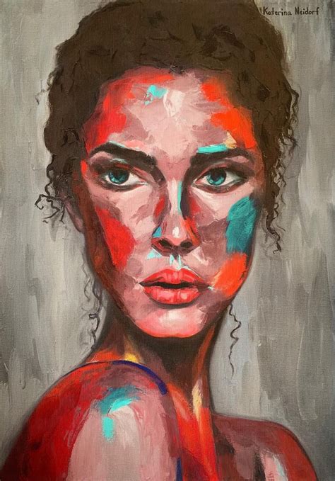 Colorful Face Emotional Art Impasto Painting Abstract Portrait Etsy