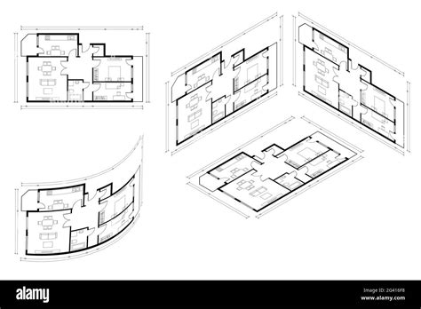 Isometric Architect Blueprint Vector Plan Of Home Blueprint House Plan