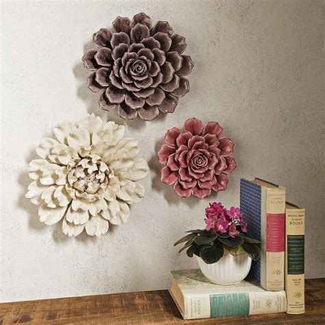 Ceramic flower wall decor , porcelain blossom tile, white. Isabella Large Ceramic Wall Decor Flower | Ceramic wall ...
