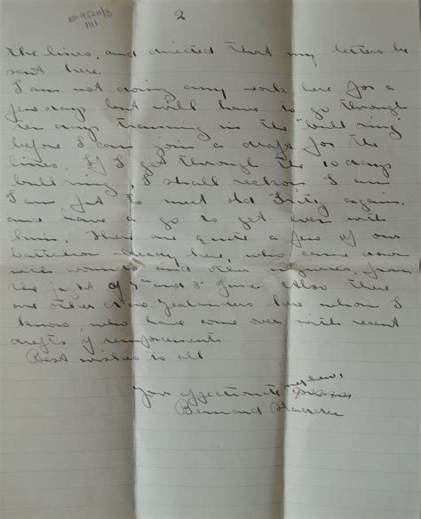 July 15th 1917 Letter From Bernard Sladden To His Uncle Julius