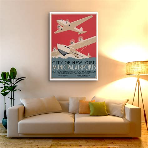 Home And Living Airplanes Wpa Vintage Poster Reproduction City Of New