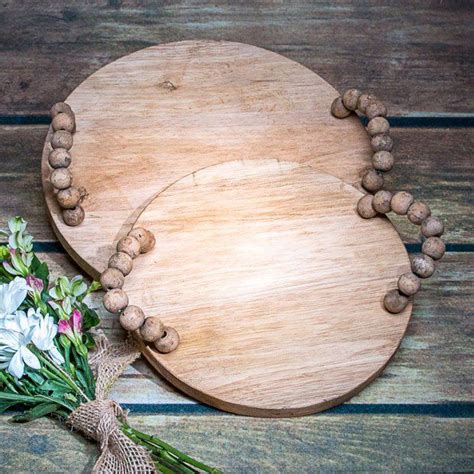 Beaded Handle Wood Tray, Set of 2 #woodtray #tray #antiquefarmhouse