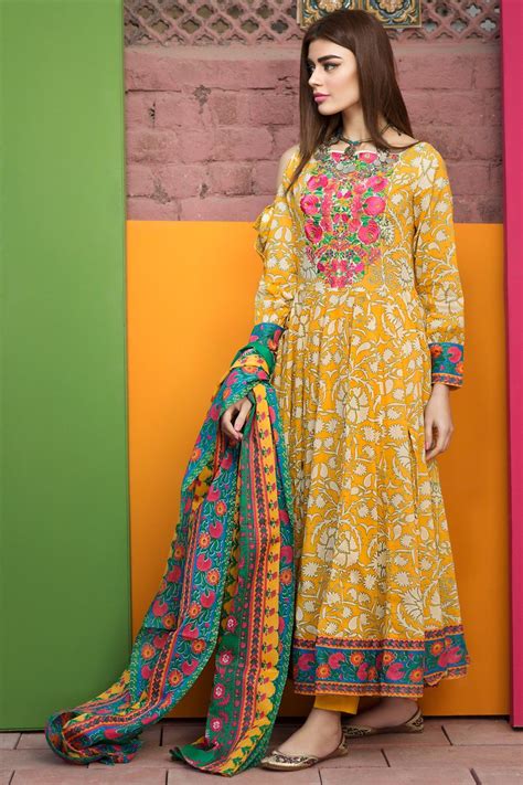 Khaadi B17216 B Yellow Lawn 2017 Vol 1 Unstitched Pakistani Formal Dresses Pakistani