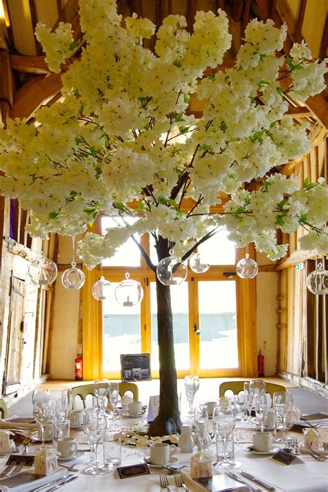 Amazing Faux Blossom Trees With T Lights On The Tables White Blossom