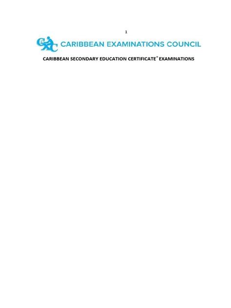 Caribbean Secondary Education Certificate Examinations Pdf Test