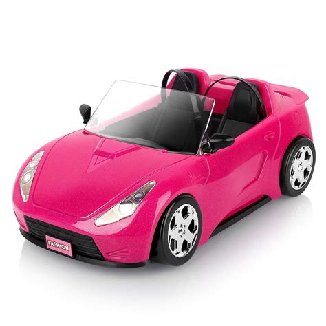 Super Joy Dolls Accessories Convertible Car For Dolls Great For Barbie Dolls Glittering Pink