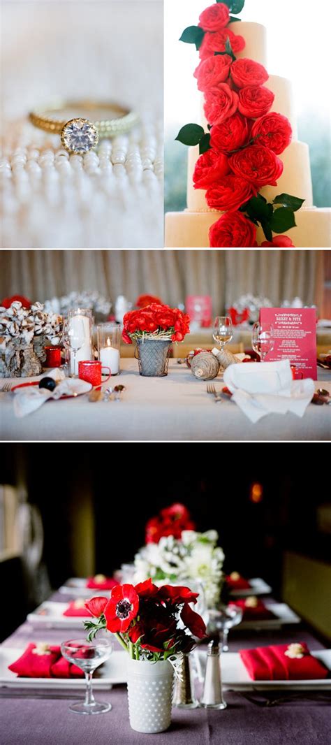 Wedding Color Ideas Red White Black Reception Flowers Decor