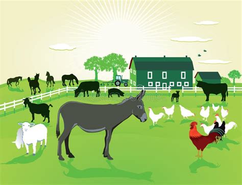 Tiere Auf Dem Bauernhof Vektor Abbildung Illustration Von Bauernhaus