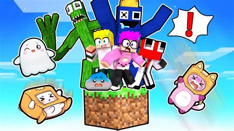 Lankybox Has Friends On One Block In Minecraft Rainbow Friends