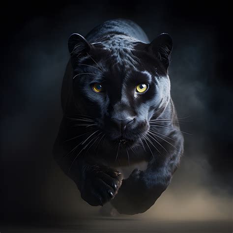 Download Black Panther Panther Running Royalty Free Stock