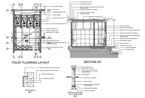 Autocad Dwg Detailed Drawing Of The Toilet Flooring Layout And The