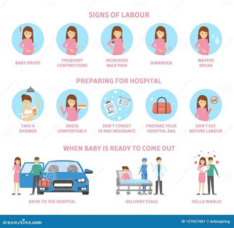 Signs Of Labour And Preparing For Hospital Stock Vector Illustration Of Delivery