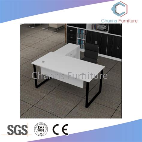 White Manager Table L Shape Office Desk Wooden Furniture Cas Ed31448