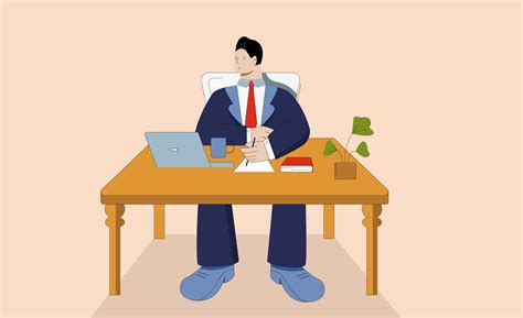 Cartoon Business Man Working On Laptop At Workplace 1233720 Vector Art