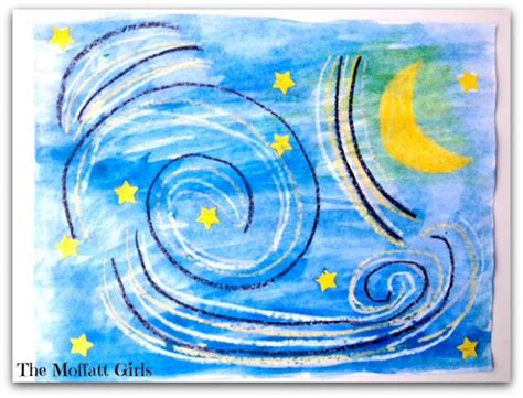Time lapse painting video shows artist. Easy Art: Starry Night by Vincent van Gogh | Starry night ...