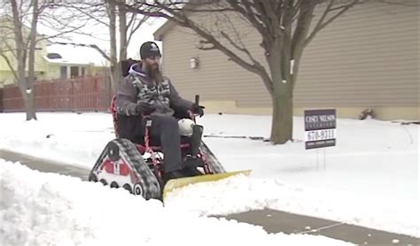Disabled Veteran Converts Wheelchair Into Snow Plow To Help Town Watch
