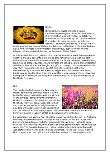 Hinduism Diwali And Holi Teaching Resources