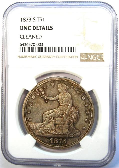 1873 S Trade Silver Dollar T1 Coin Certified Ngc Uncirculated Detail