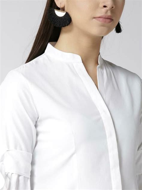 Style Quotient Women White Tailored Fit Solid Casual Shirt Jiomart