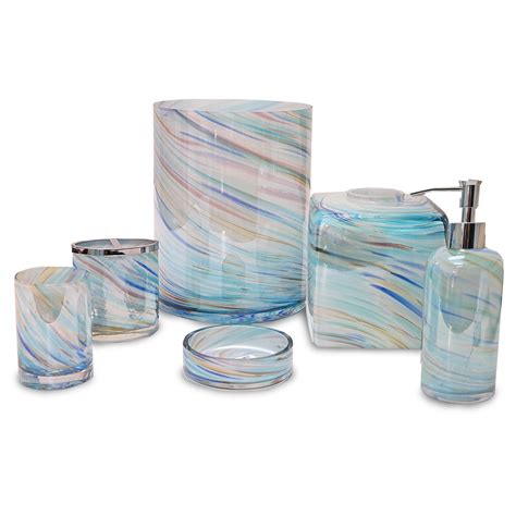 Veratex Blue Horizon Multi Color Glass Bath Accessories Collection Ebay