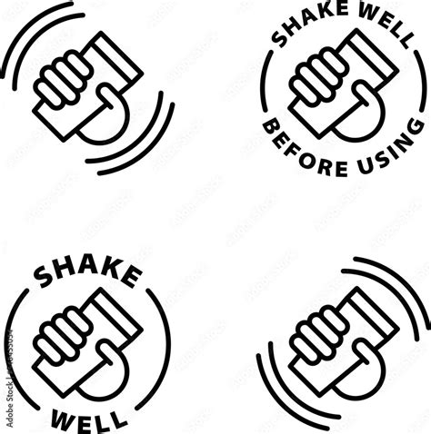 Shake Well Before Using Icons Icon Set Isolated Vector Black Outline