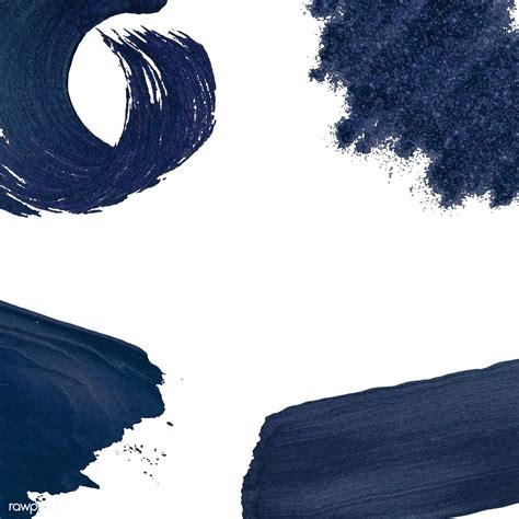 Set Of Navy Blue Brush Strokes Vector Free Image By