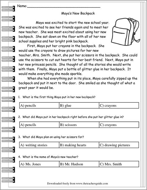 Printable 8th Grade Reading Comprehension
