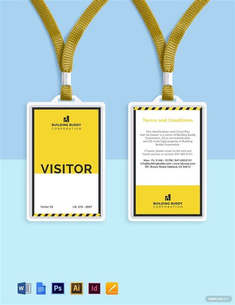 Construction Visitor Id Card Template Download In Word Illustrator